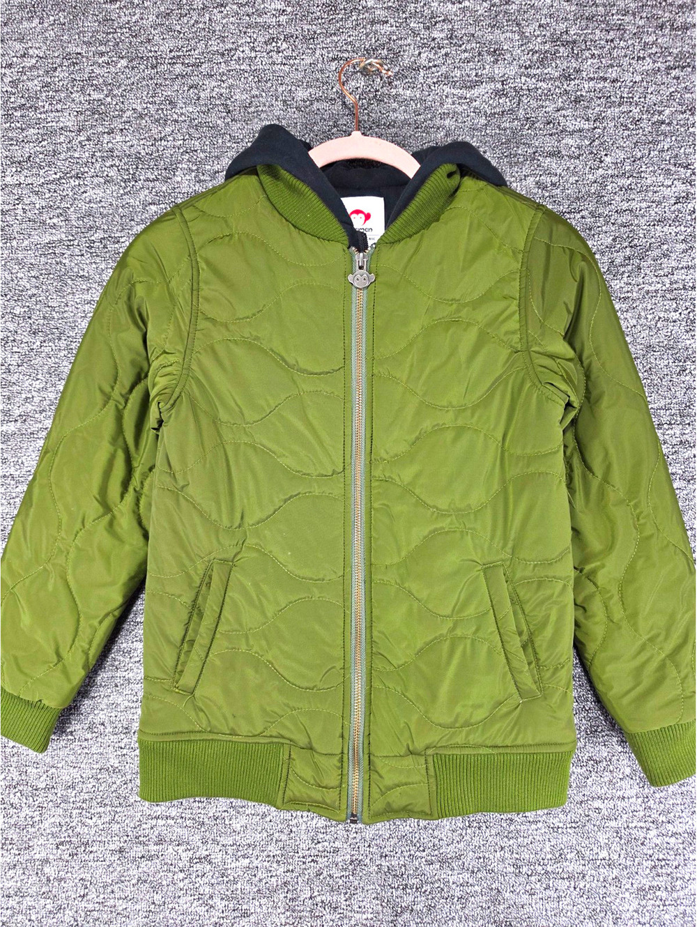 Appaman Boys Green Quilted Hooded Full Zip Lined Jacket w/Pockets Size 12